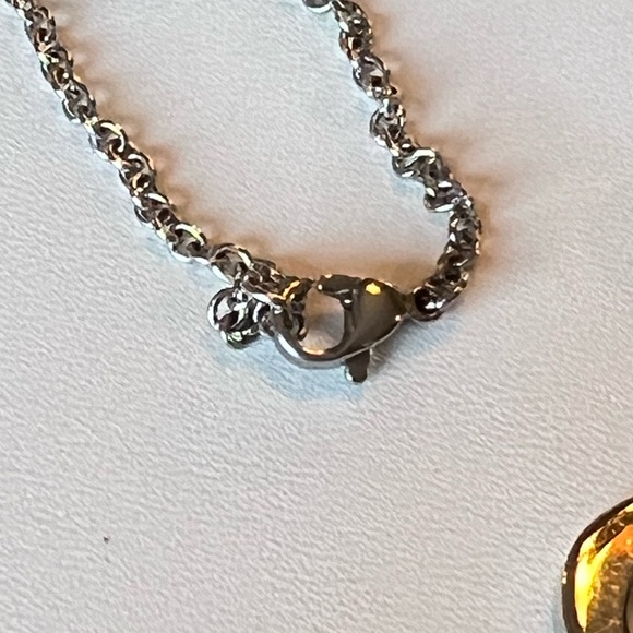 ⭐️ Chisel Stainless Steel, Gold Tone and CZ Double Heart Necklace - 22 Inch - Picture 7 of 9